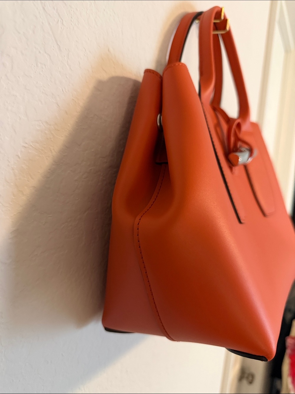 Longchamp Orange Leather Satchel with Silver Hardware - Picture 6 of 9